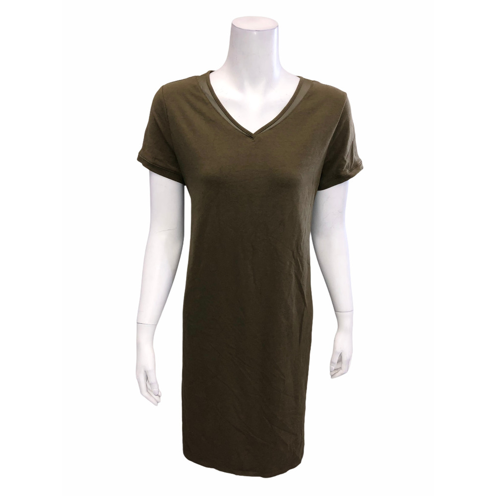 H by Halston Women's Petite Midi Length Hi-Low T-Shirt Dress Green PM Size
